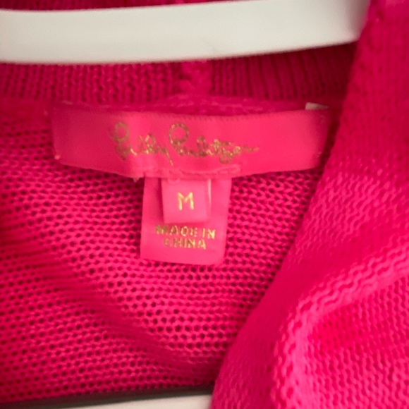 Lilly Pulitzer Tatum Long Fringe Hem Cardigan Hot Pink Sz Medium - Picture 13 of 13